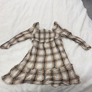 Old Navy Brown and Cream Plaid Kids Dress